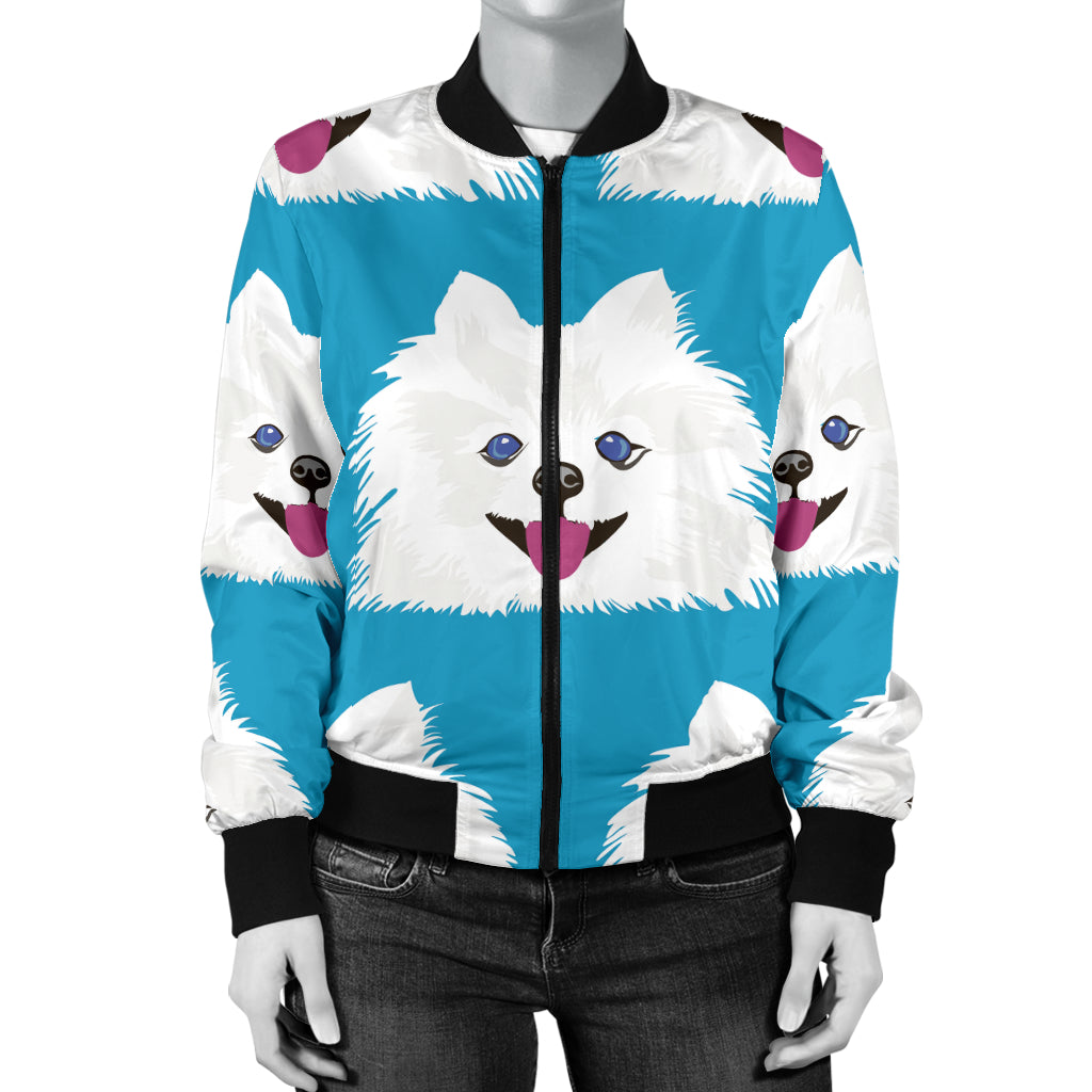 Pomeranians Pattern Print Design A05 Women's Bomber Jacket