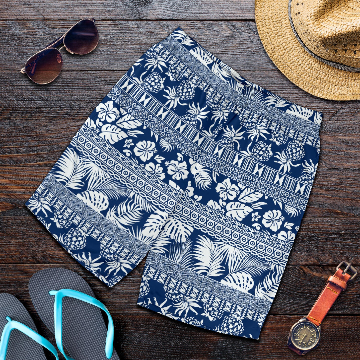 Hawaiian Themed Pattern Print Design H020 Mens Shorts
