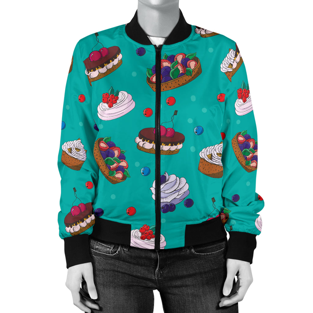 Cake Pattern Print Design 07 Women's Bomber Jacket