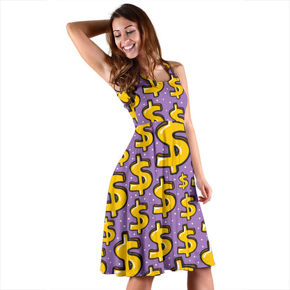 Dollar Pattern Print Design DO01 Midi Dress