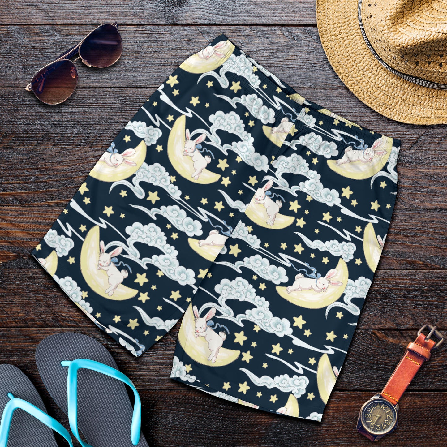 Rabbit Sleeping Pattern Print Design RB08 Mens Shorts