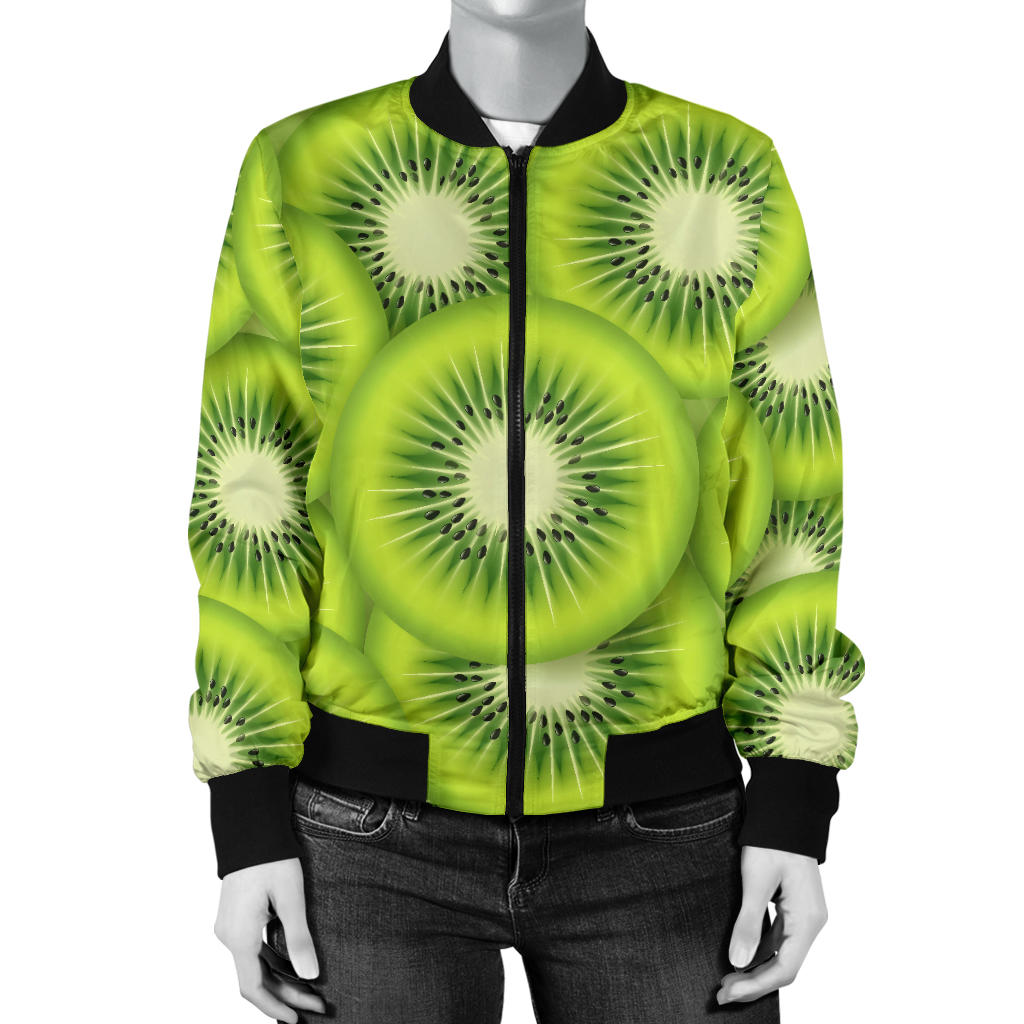 Kiwi Pattern Print Design KW01 Women Bomber Jacket