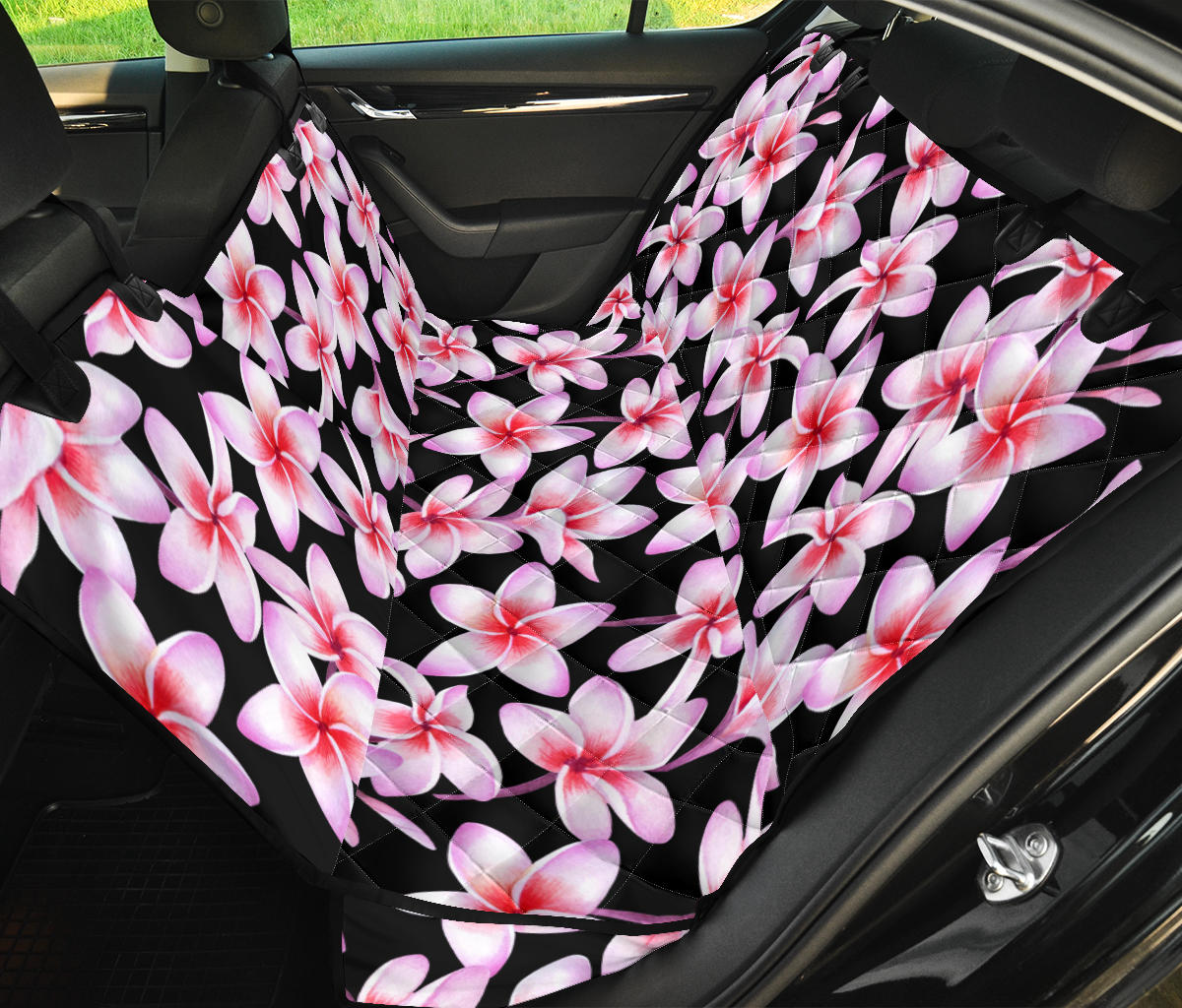 Pink Plumeria Pattern Print Design PM09 Rear Dog  Seat Cover