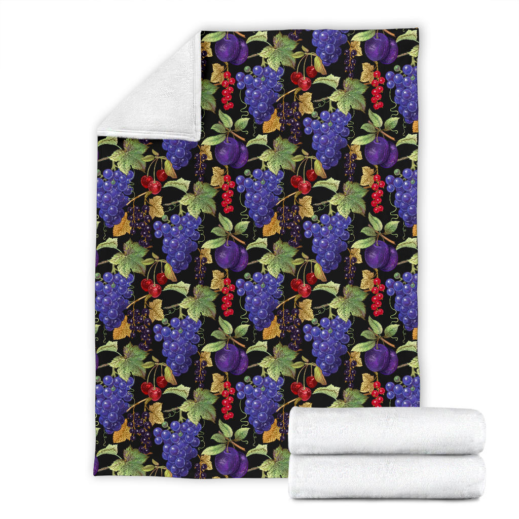 Grape Pattern Print Design GP05 Fleece Blanket