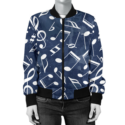 Music note Pattern Print Design A02 Women's Bomber Jacket