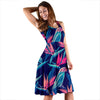 Tropical Flower Pattern Print Design TF024 Midi Dress