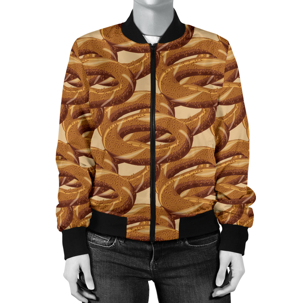 Bagel Pattern Print Design 02 Women's Bomber Jacket