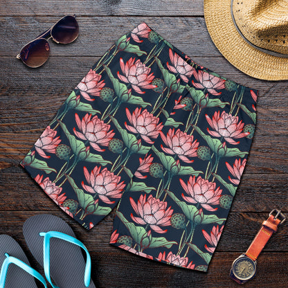 Water Lily Pattern Print Design WL03 Mens Shorts