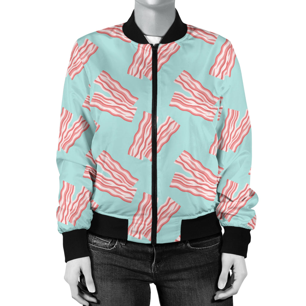 Bacon Pattern Print Design 04 Women's Bomber Jacket