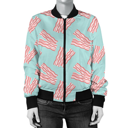 Bacon Pattern Print Design 04 Women's Bomber Jacket