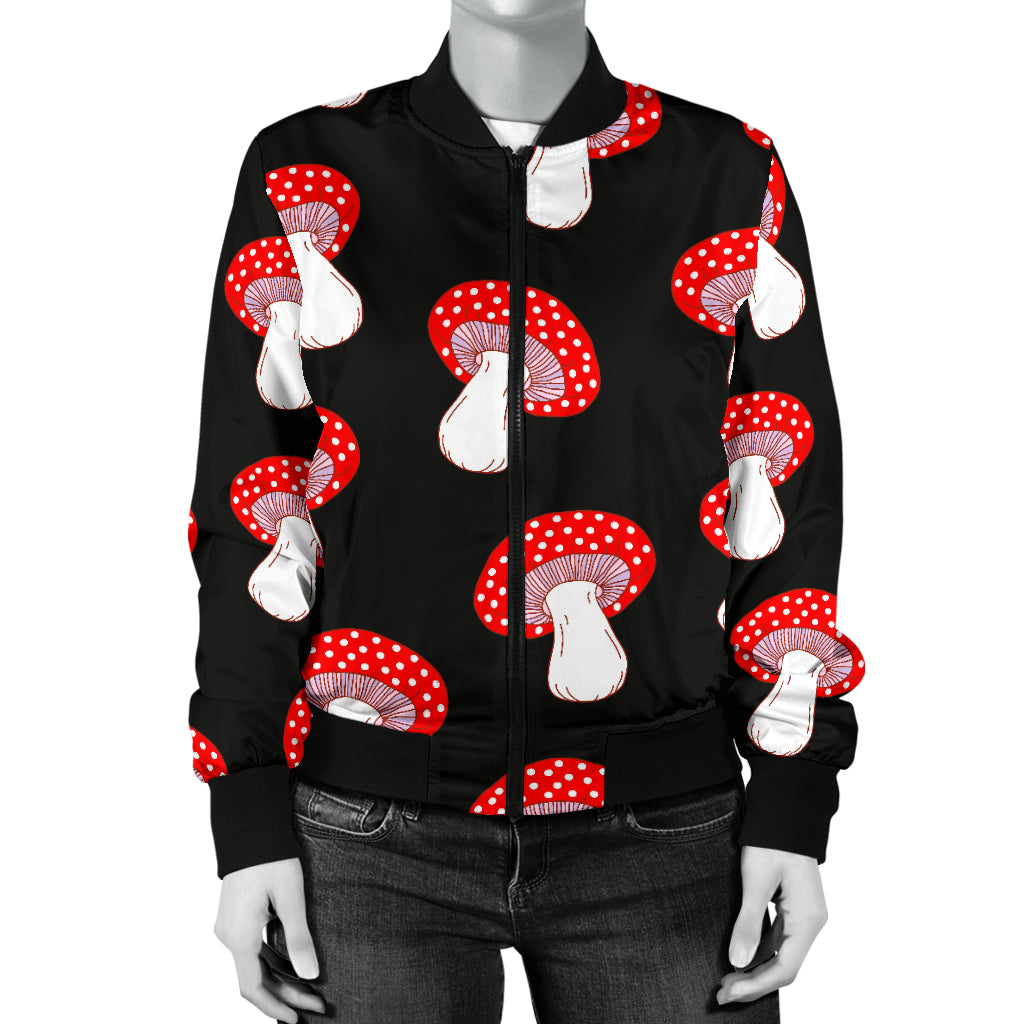 Mushroom Pattern Print Design A02 Women's Bomber Jacket