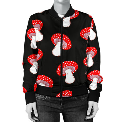Mushroom Pattern Print Design A02 Women's Bomber Jacket