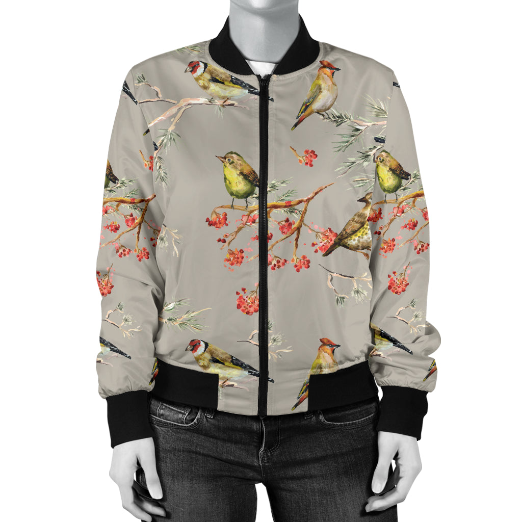 Birds Pattern Print Design 03 Women's Bomber Jacket