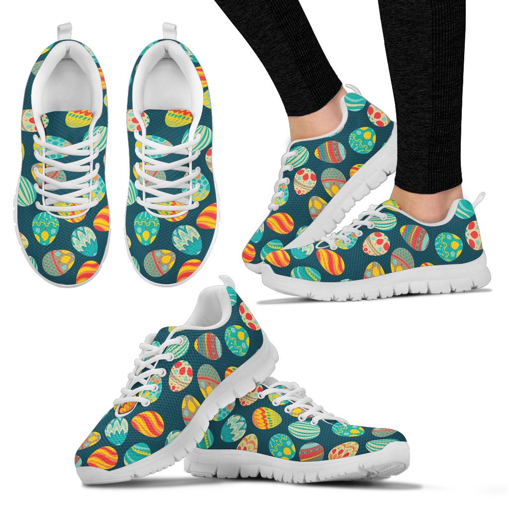 Easter Eggs Pattern Print Design RB09 Sneakers White Bottom Shoes