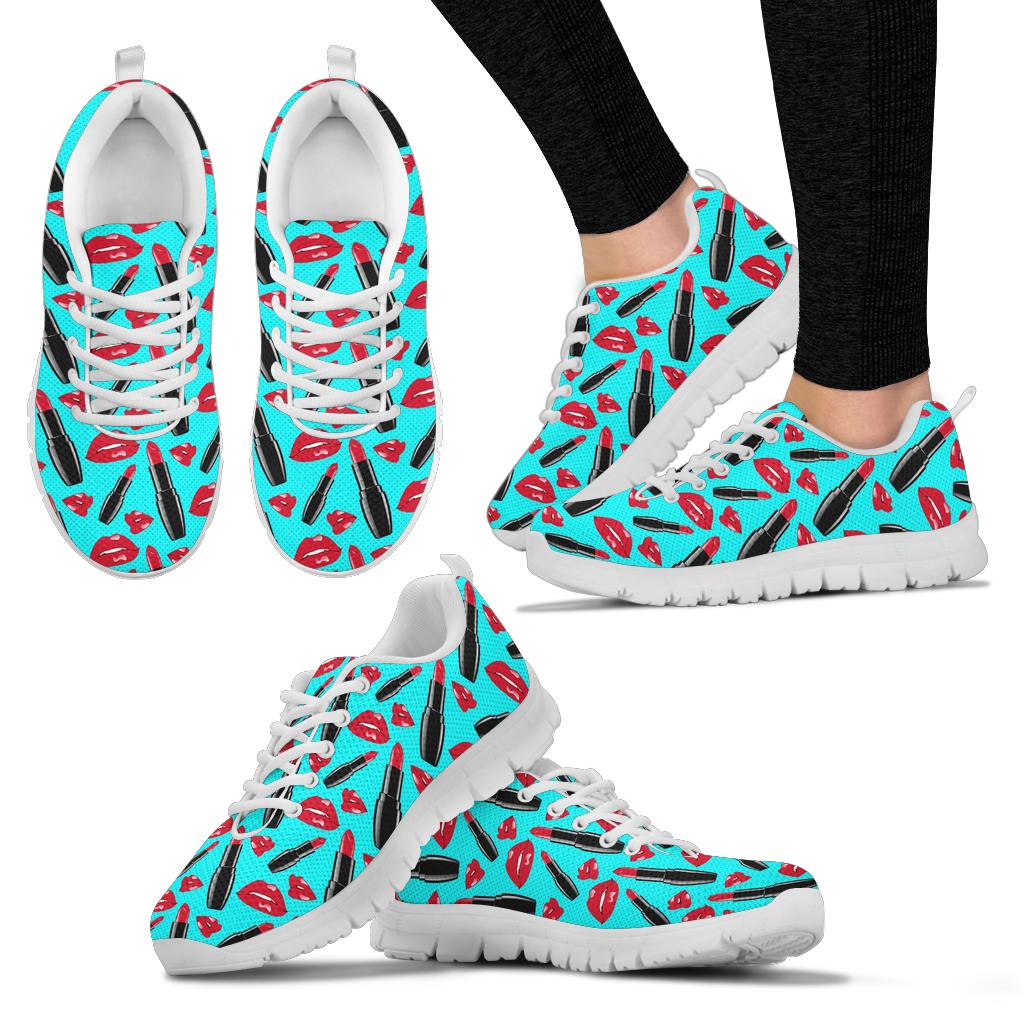 Lipstick Pattern Print Design LT02 Sneakers White Bottom Shoes