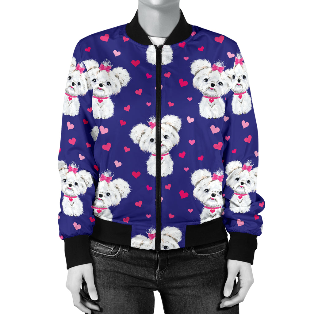 Maltese Pattern Print Design 02/womenbomber.jpg Women's Bomber Jacket