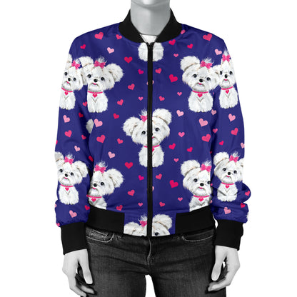 Maltese Pattern Print Design 02/womenbomber.jpg Women's Bomber Jacket