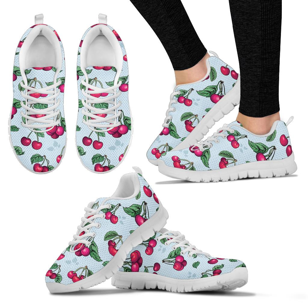 Cherry Pattern Print Design CH01 Sneakers White Bottom Shoes