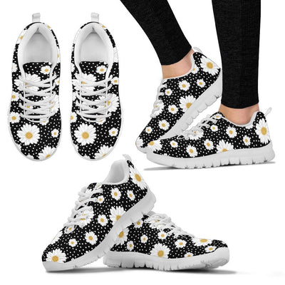 Daisy Pattern Print Design DS02 Sneakers White Bottom Shoes