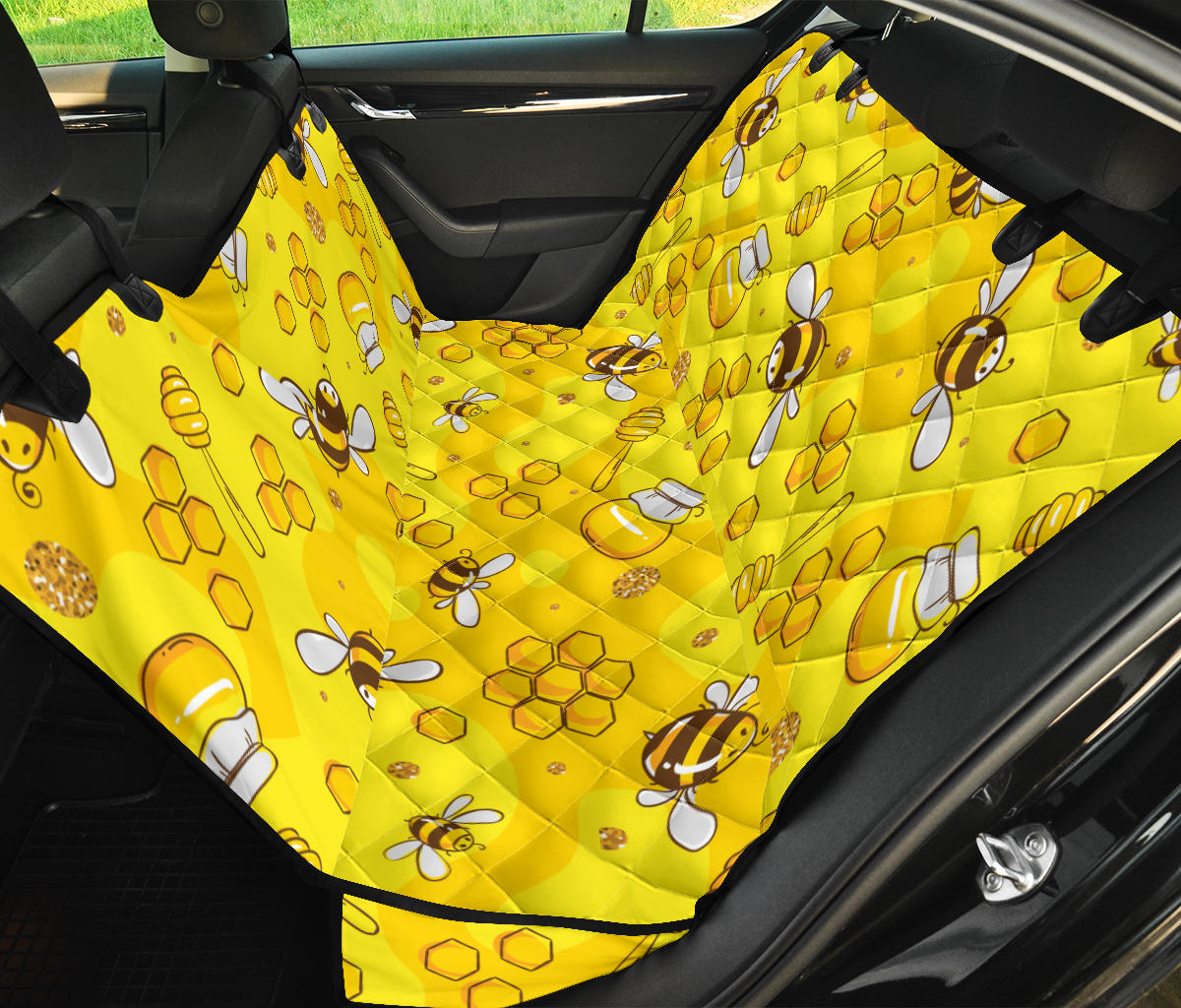 Bee Pattern Print Design BEE01 Rear Dog  Seat Cover