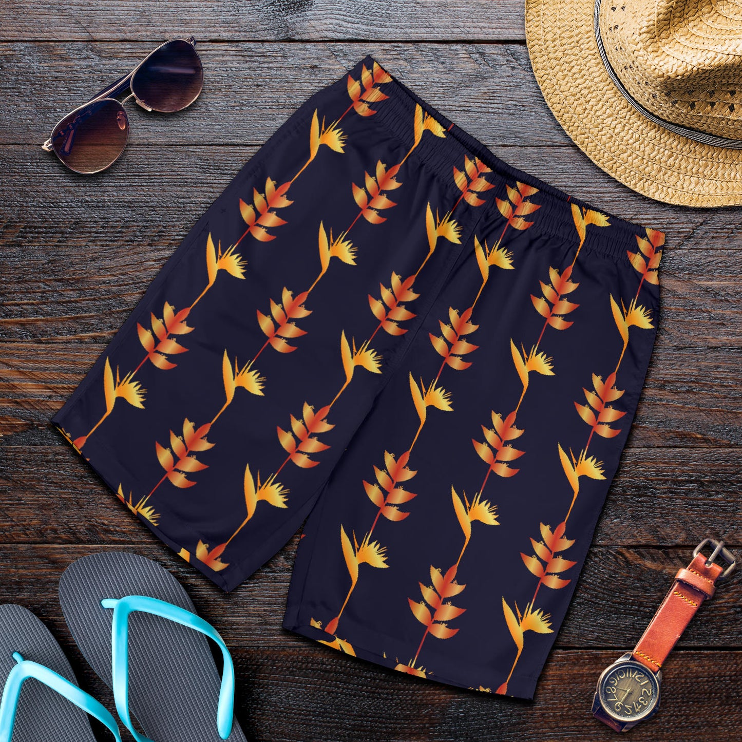 Heliconia Pattern Print Design HL06 Mens Shorts