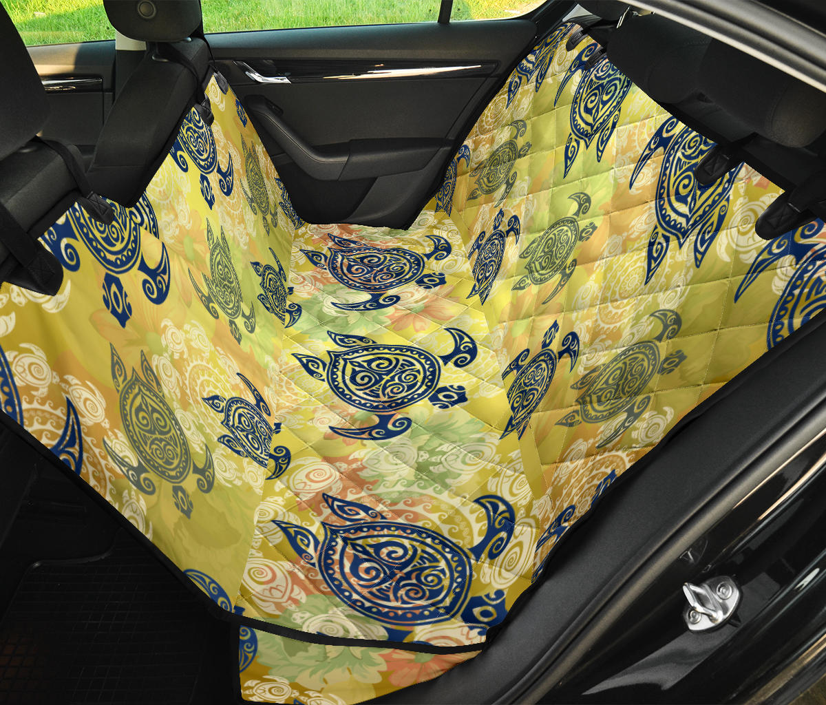 Hawaiian Turtle Tribal Design Print Rear Dog  Seat Cover