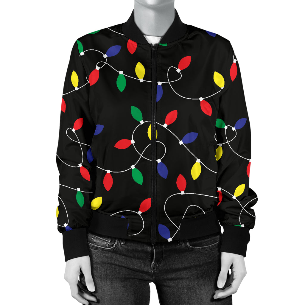 Christmas Light Pattern Print Design 04 Women's Bomber Jacket