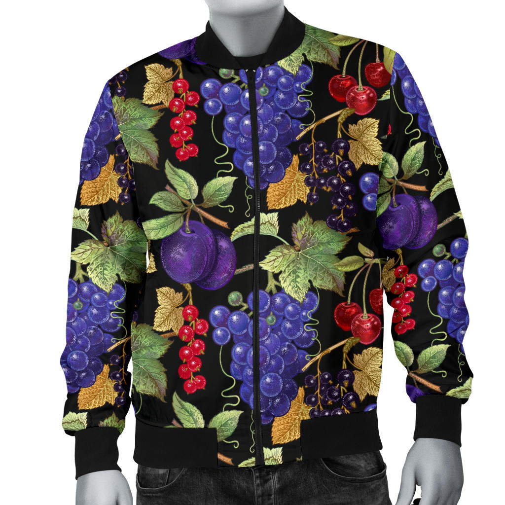 Grape Pattern Print Design GP05 Men Bomber Jacket