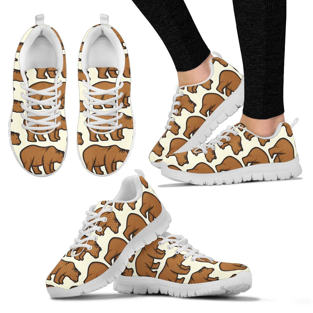 Bear Pattern Print Design BE05 Sneakers White Bottom Shoes