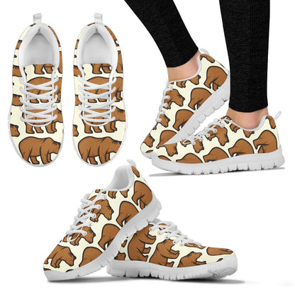 Bear Pattern Print Design BE05 Sneakers White Bottom Shoes