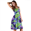 Tropical Flower Pattern Print Design TF019 Midi Dress