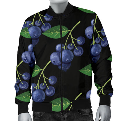 Blueberry Pattern Print Design BB01 Men Bomber Jacket