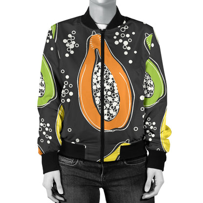Papaya Pattern Print Design PP05 Women Bomber Jacket