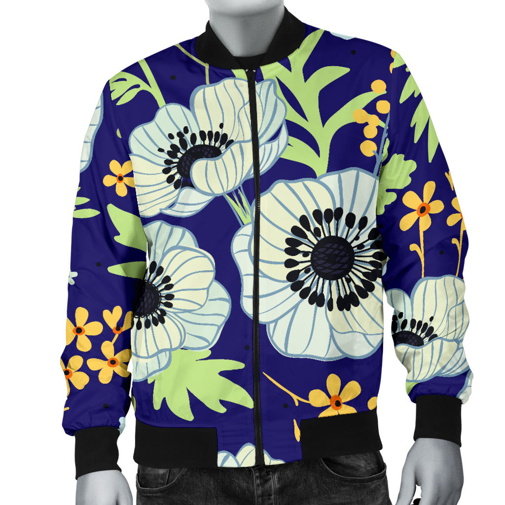 Anemone Pattern Print Design AM06 Men Bomber Jacket