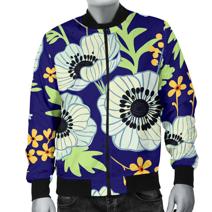 Anemone Pattern Print Design AM06 Men Bomber Jacket
