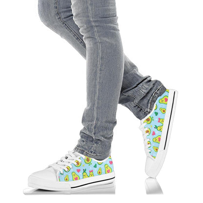 Avocado Pattern Print Design AC09 White Bottom Low Top Shoes