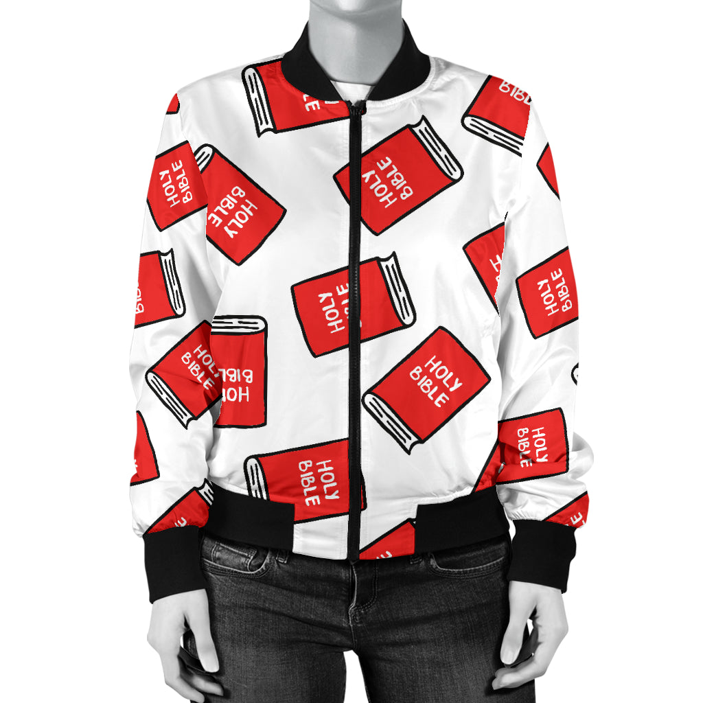 Bible Pattern Print Design 03 Women's Bomber Jacket