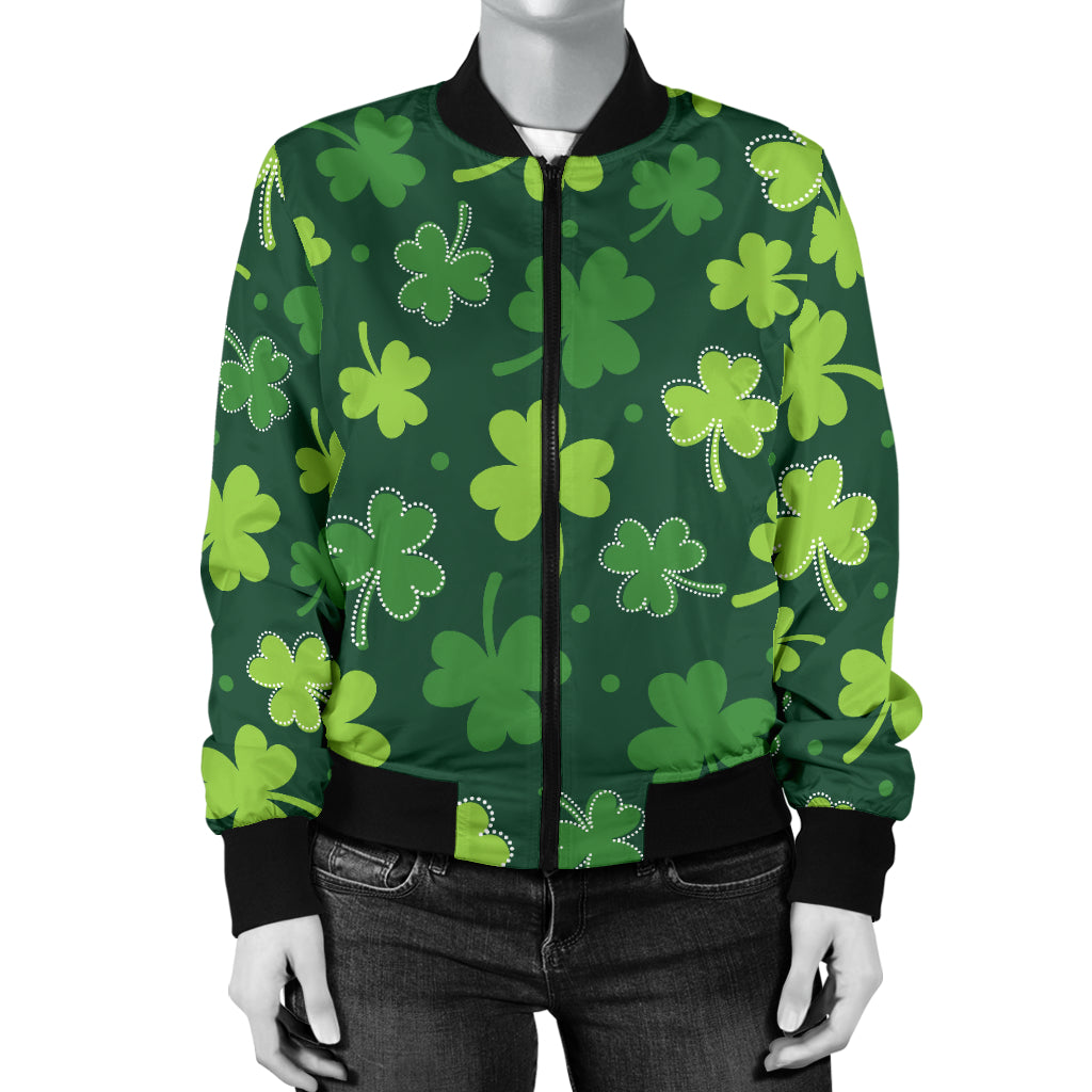 Clover Pattern Print Design 02 Women's Bomber Jacket
