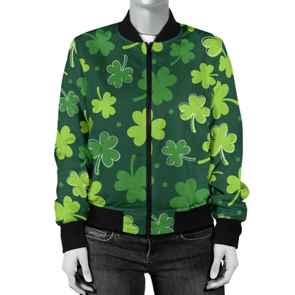 Clover Pattern Print Design 02 Women's Bomber Jacket