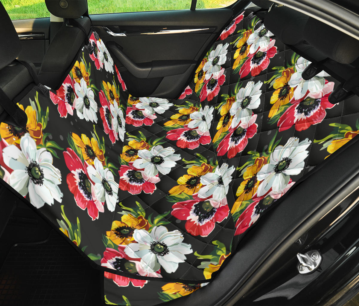 Anemone Pattern Print Design AM07 Rear Dog  Seat Cover