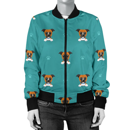Boxers Pattern Print Design 03 Women's Bomber Jacket