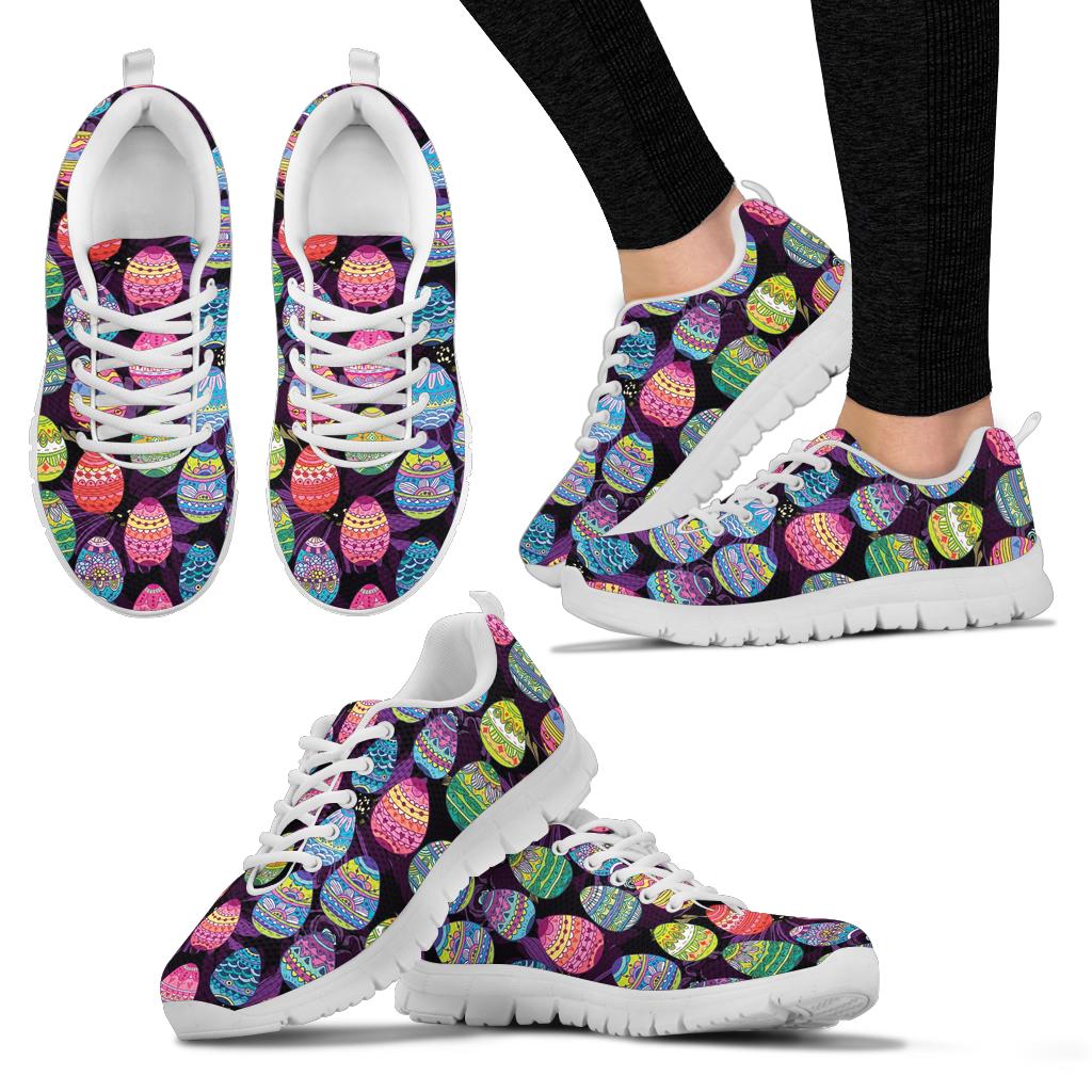Easter Eggs Pattern Print Design RB08 Sneakers White Bottom Shoes