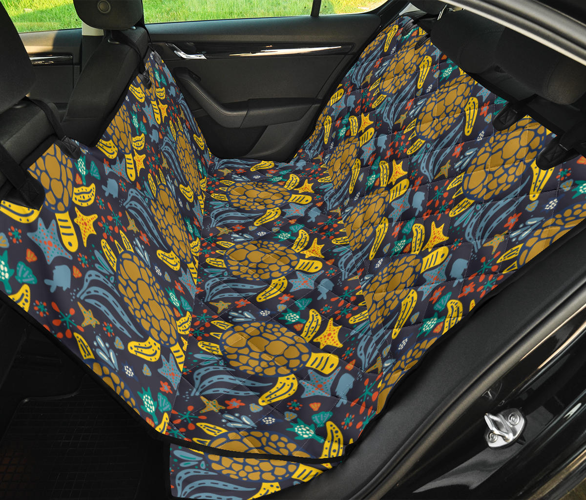 Sea Turtle Pattern Print Design T03 Rear Dog  Seat Cover