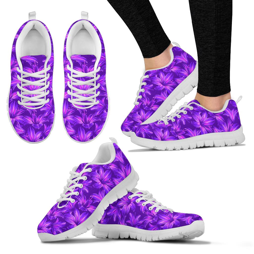 Amaryllis Pattern Print Design AL03 Sneakers White Bottom Shoes