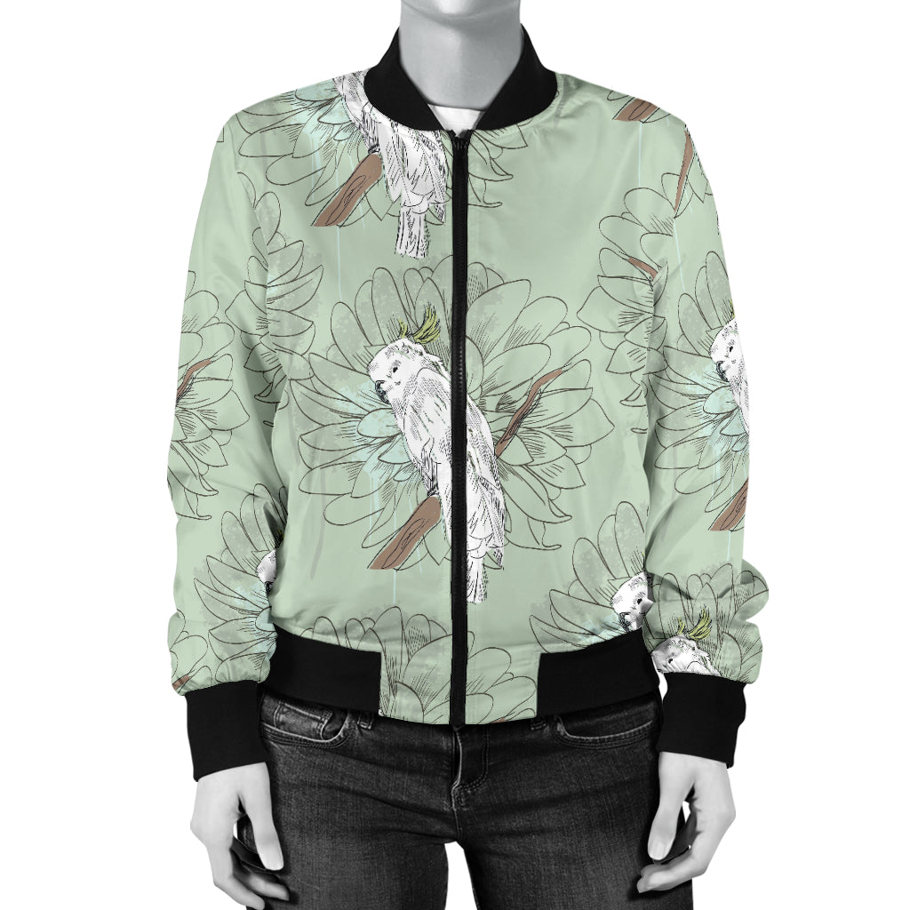 Cockatiel Pattern Print Design 01 Women's Bomber Jacket