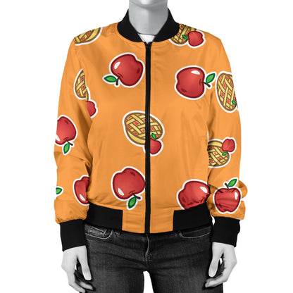 Apple Pie Pattern Print Design 02 Women's Bomber Jacket