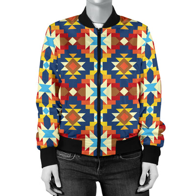 Aztec Pattern Print Design 01 Women's Bomber Jacket