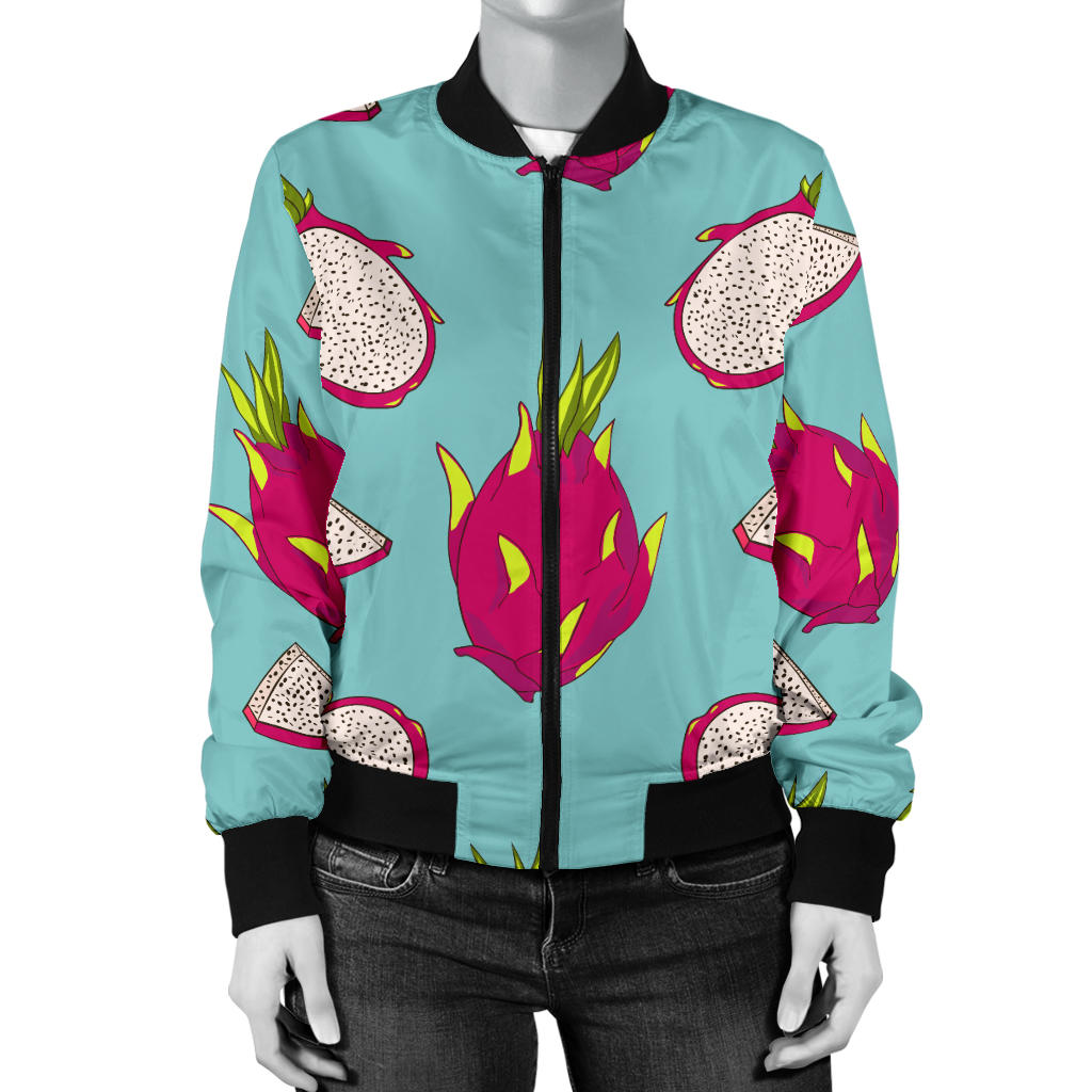 Dragonfruit Pattern Print Design DF01 Women Bomber Jacket