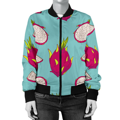 Dragonfruit Pattern Print Design DF01 Women Bomber Jacket