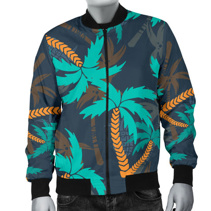 Palm Tree Pattern Print Design PT01 Men Bomber Jacket